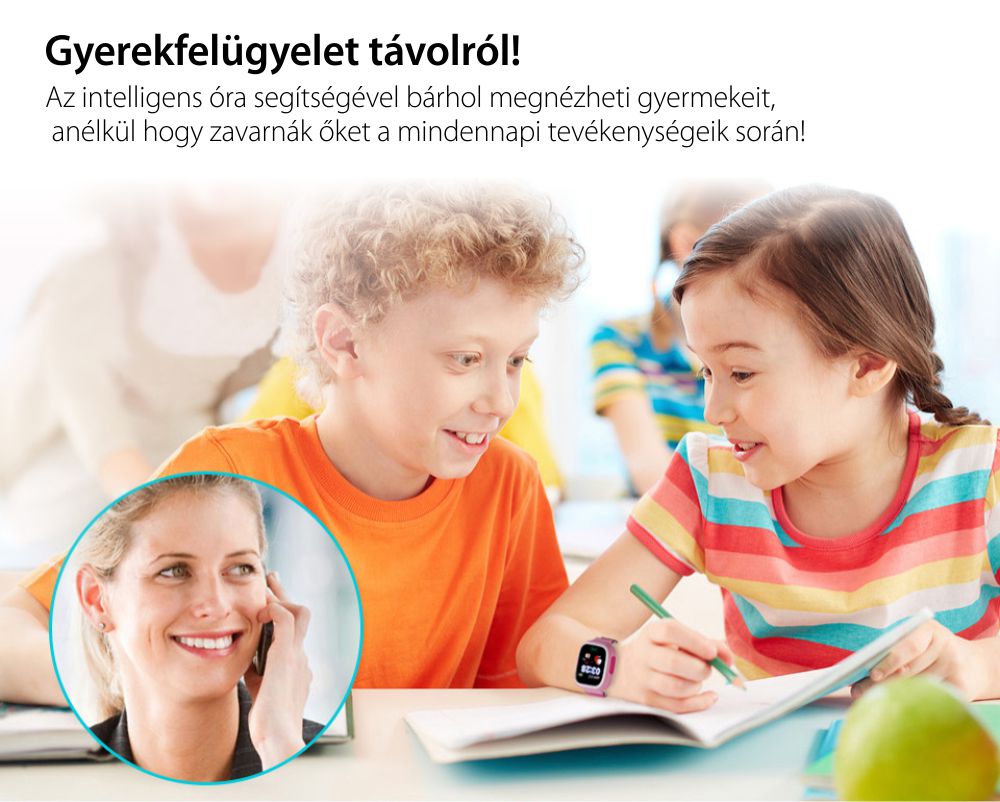 Okosóra gyerekeknek YQT Q523 Tárcsázási funkcióval, GPS Nyomkövetők, Lépésszámláló, SOS, Bleu