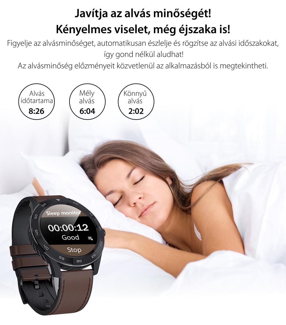 Okosóra Twinkler TKY-SW10 Pulzusmérő funkció, Vérnyomásmérő funkcióval, EKG, Híváselőzmények, Naptár, Bluetooth-szos hívás, Fém szij, Fekete