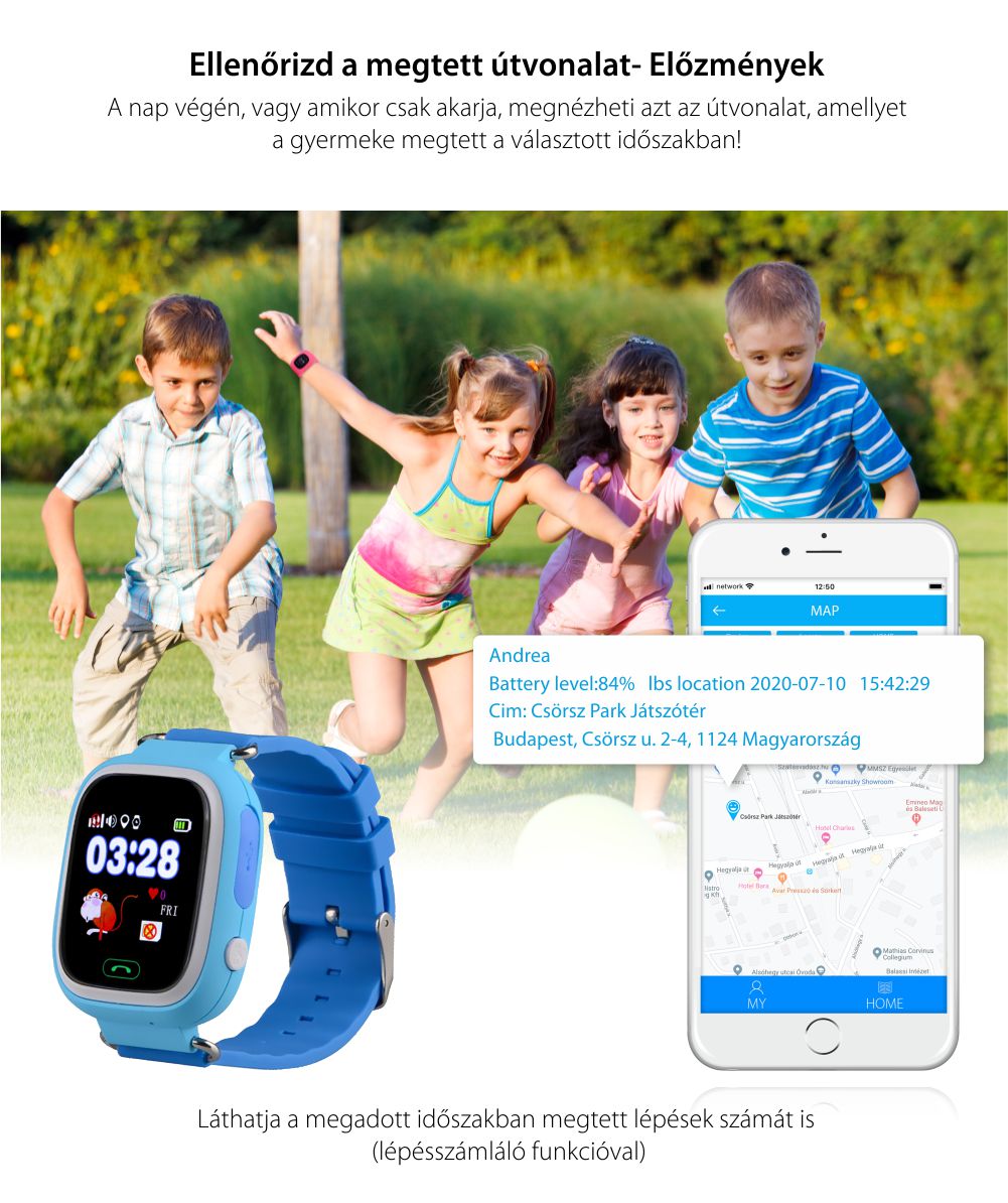 Okosóra gyerekeknek YQT Q523 Tárcsázási funkcióval, GPS Nyomkövetők, Lépésszámláló, SOS, Bleu