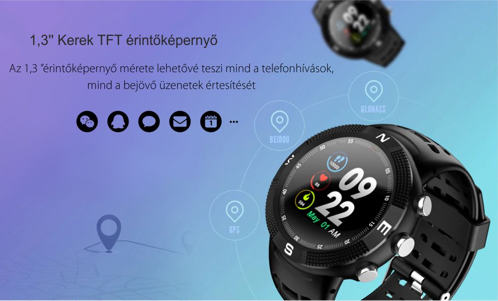 Okosóra TKY-F18 Twinkler pulzusmérő funkcióval, Alvásminőség szinttel, GPS, Iránytű, Mágneses töltés, Zöld