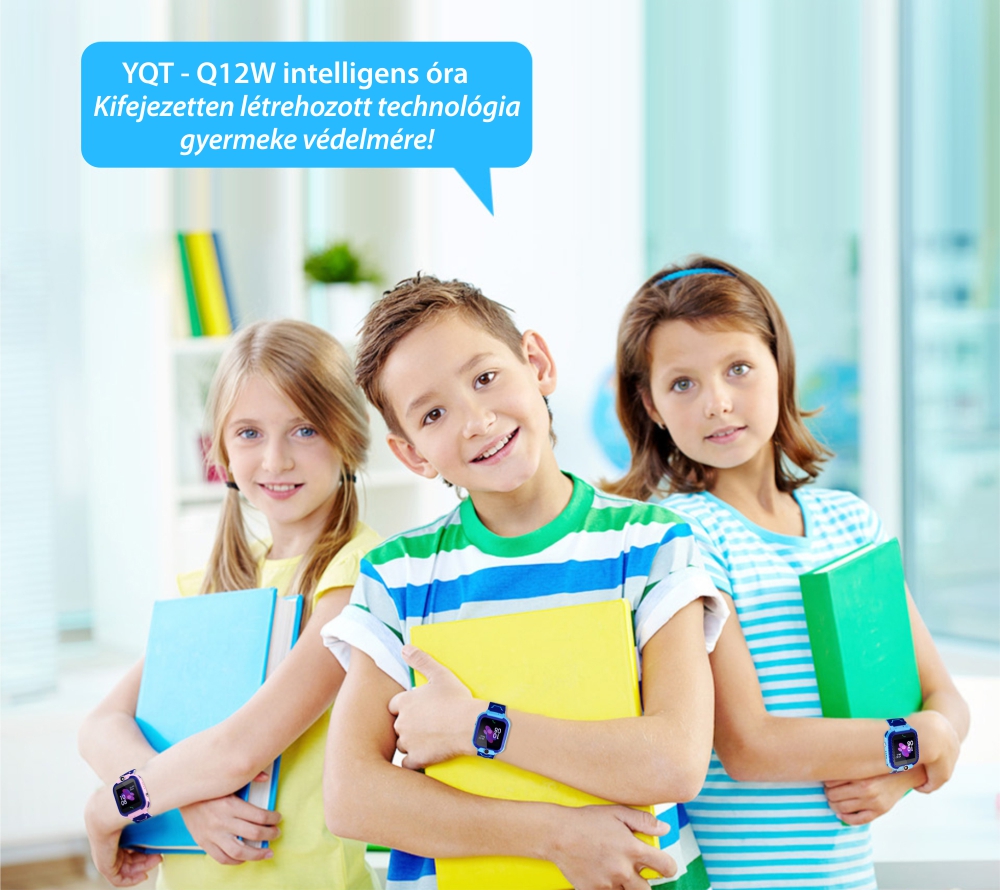 Okosóra gyerekeknek YQT Q12W Tárcsázási funkcióval, GPS Nyomkövetők, Útvonal-előzményekkel, Hívásfigyeléssel, Kamerával, Matematikai játékkal, Rózsaszín