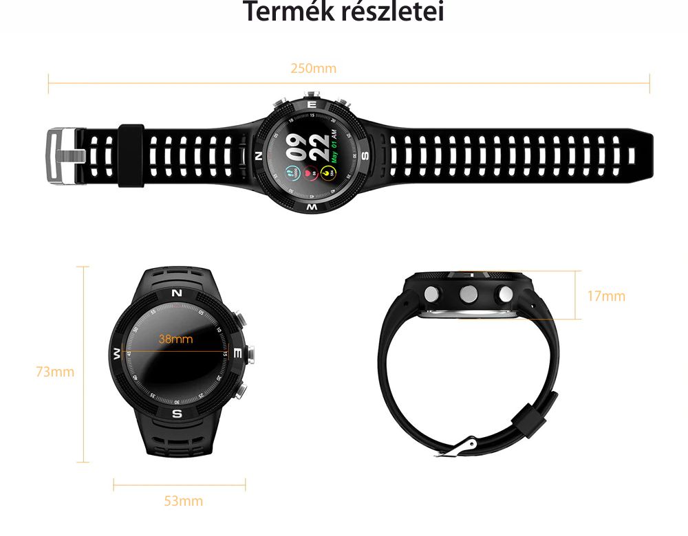Okosóra TKY-F18 Twinkler pulzusmérő funkcióval, Alvásminőség szinttel, GPS, Iránytű, Mágneses töltés, Zöld