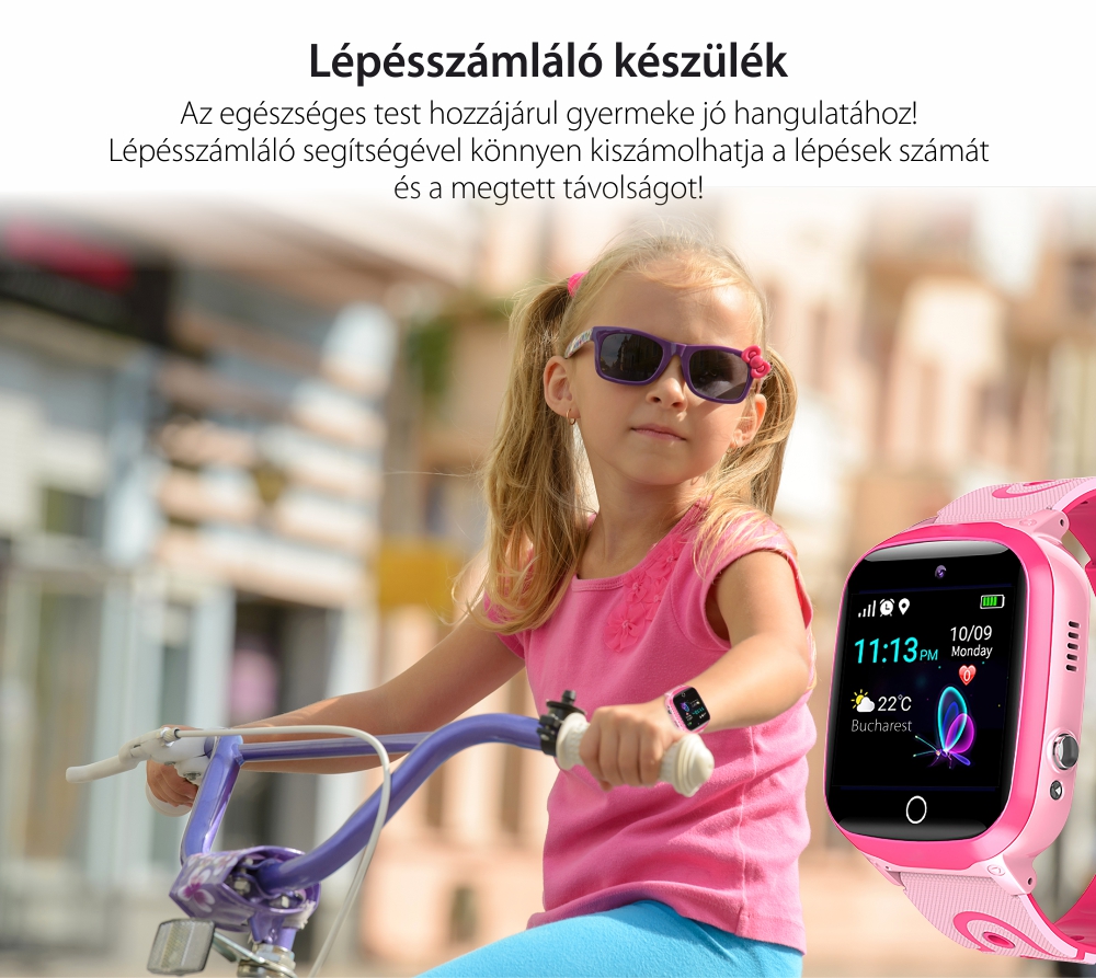 Okosóra gyerekeknek  YQT Q13 Tárcsázási funkcióval, GPS Nyomkövetők, Útvonal-előzményekkel, Hívásfigyeléssel, Kamerával, Matematikai játékkal, Lila