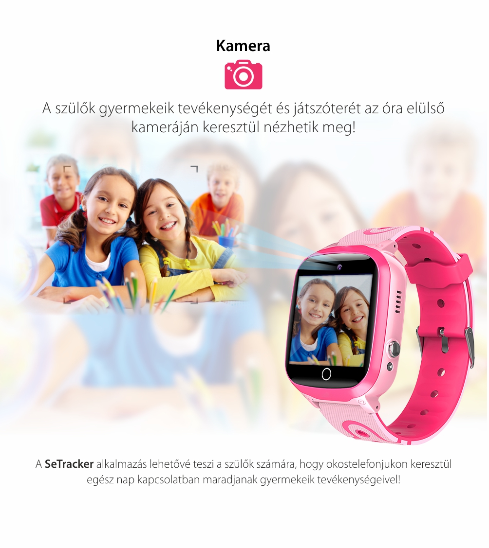 Okosóra gyerekeknek  YQT Q13 Tárcsázási funkcióval, GPS Nyomkövetők, Útvonal-előzményekkel, Hívásfigyeléssel, Kamerával, Matematikai játékkal, Lila