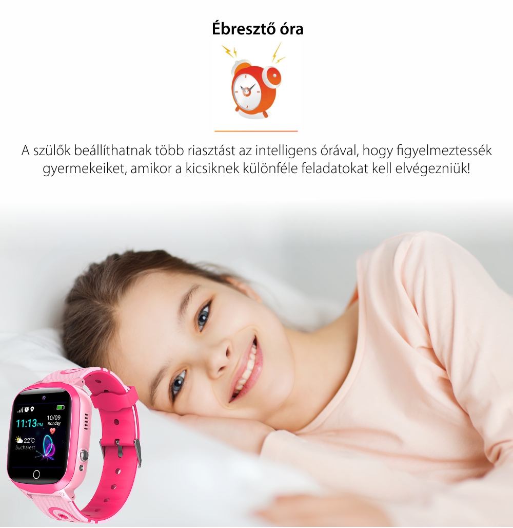 Okosóra gyerekeknek  YQT Q13 Tárcsázási funkcióval, GPS Nyomkövetők, Útvonal-előzményekkel, Hívásfigyeléssel, Kamerával, Matematikai játékkal, Lila