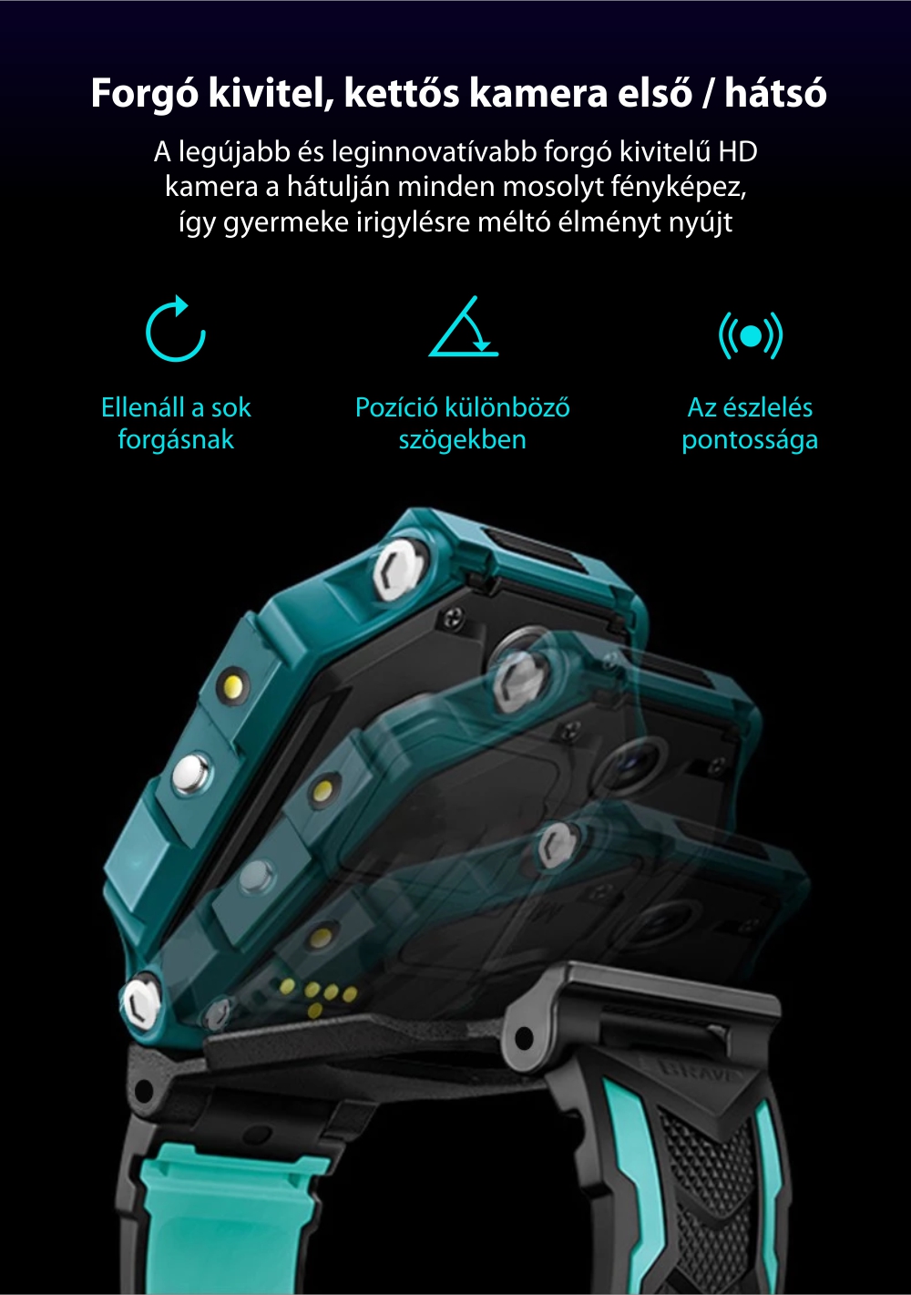 Okosóra gyerekeknek YQT T10-360, 4G, GPS, 360 Fokos elforgatás, Videohívás, Vízálló, Kettős kamera, Piros