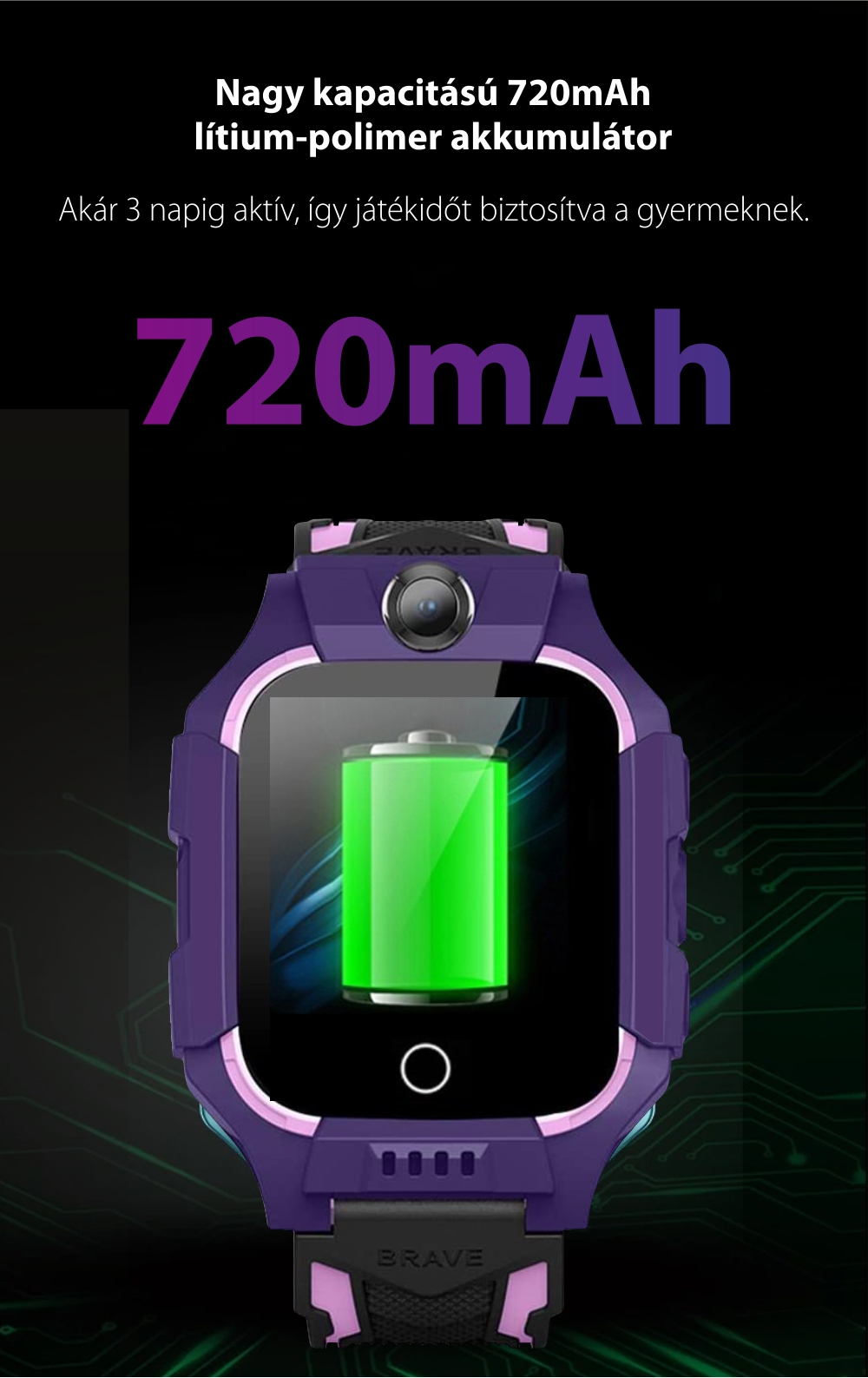 Okosóra gyerekeknek YQT T10-360, 4G, GPS, 360 Fokos elforgatás, Videohívás, Vízálló, Kettős kamera, Lila