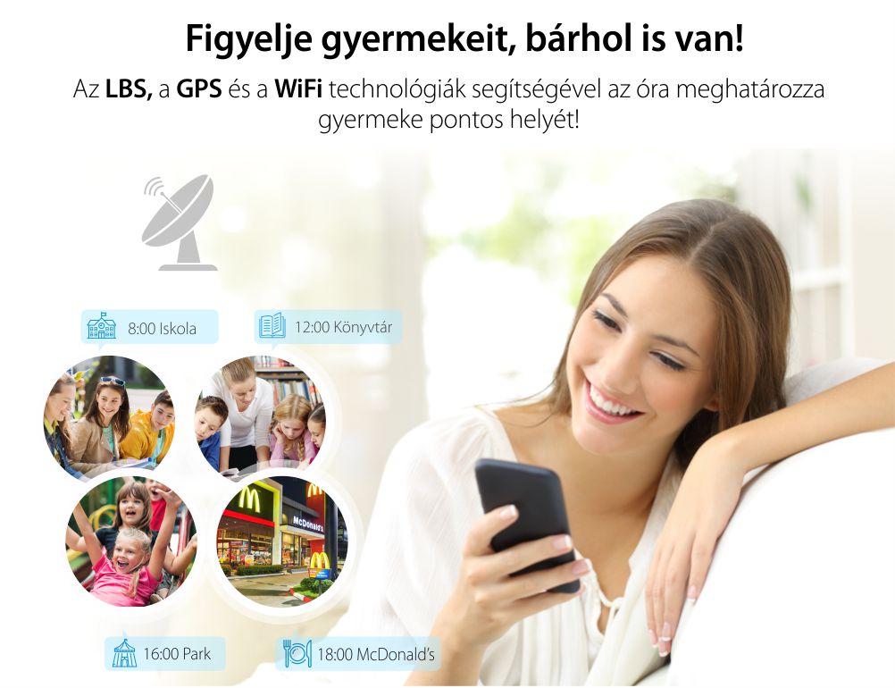 Okosóra gyerekeknek Twinkler TKY-Q13  Telefon funkcióval, GPS Nyomkövetők, Útvonal-előzmények, Hívásfigyelés, Kamera, Matematikai játék, Kék