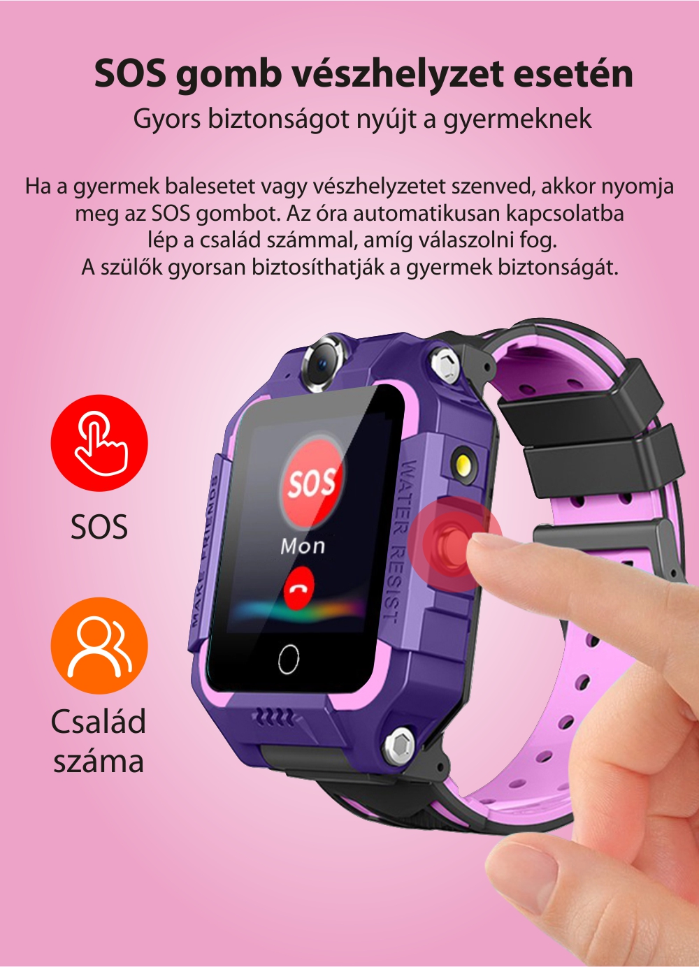 Okosóra gyerekeknek YQT T10-360, 4G, GPS, 360 Fokos elforgatás, Videohívás, Vízálló, Kettős kamera, Lila