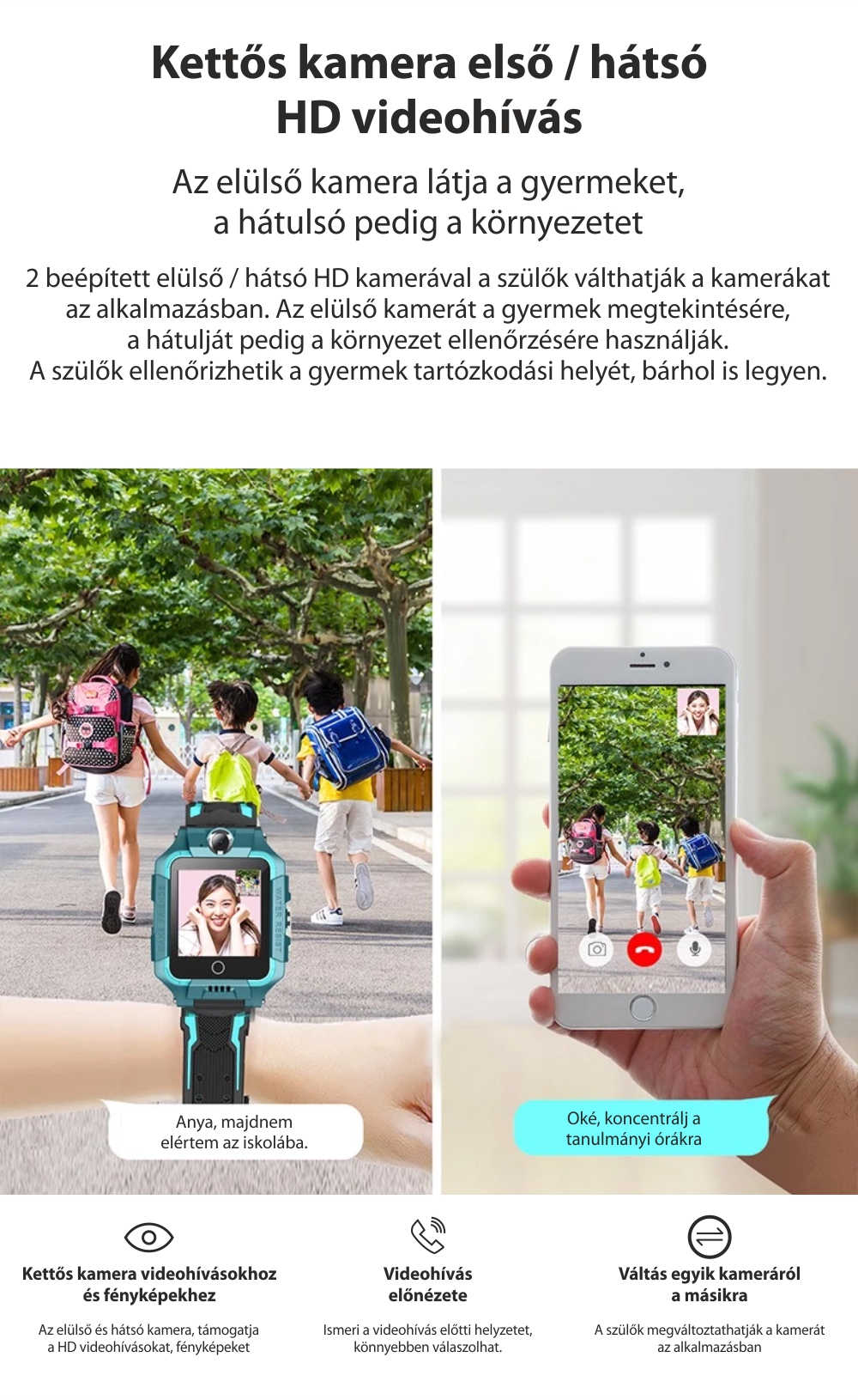 Okosóra gyerekeknek YQT T10-360, 4G, GPS, 360 Fokos elforgatás, Videohívás, Vízálló, Kettős kamera, Lila