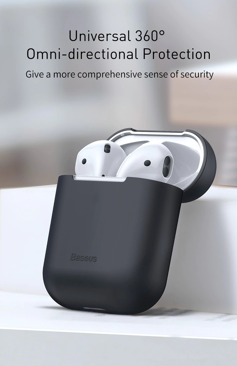 Apple AirPods 1/2 védőtok, Baseus, Szuper vékony, Szilikon, Szürke