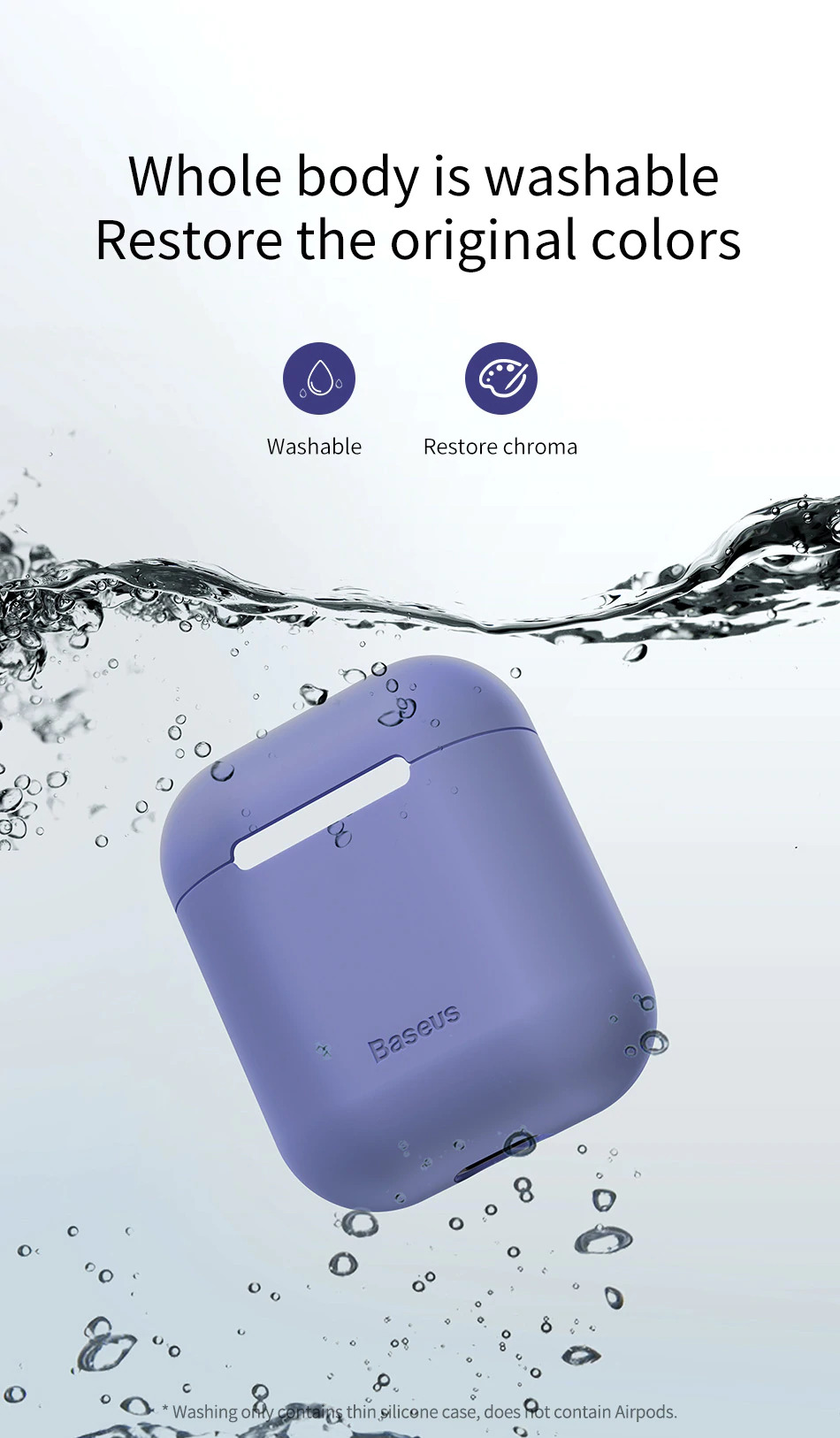 Apple AirPods 1/2 védőtok, Baseus, Szuper vékony, Szilikon, Rózsaszín