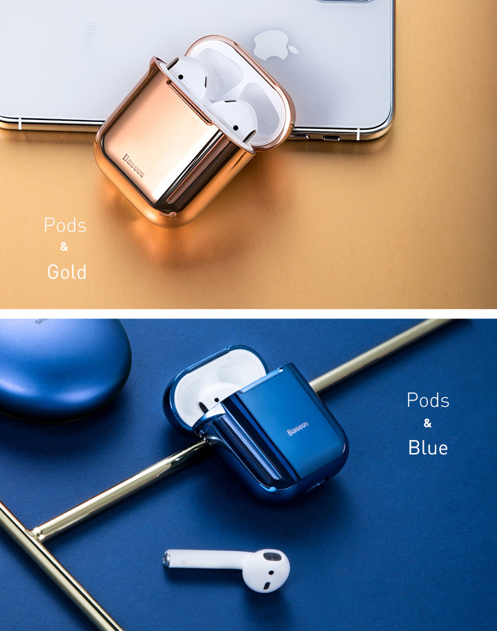 Apple AirPods 1/2 védőtok, Baseus Shining Hook, Fekete, Fém karabélyt tartalmaz