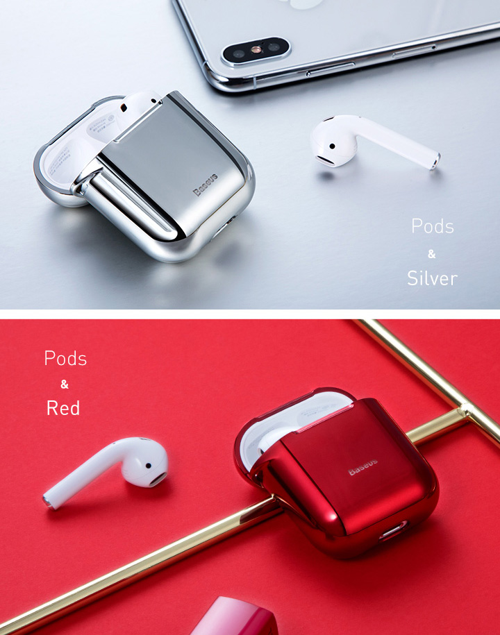 Apple AirPods 1/2 védőtok, Baseus Shining Hook, Kék, Fém karabélyt tartalmaz