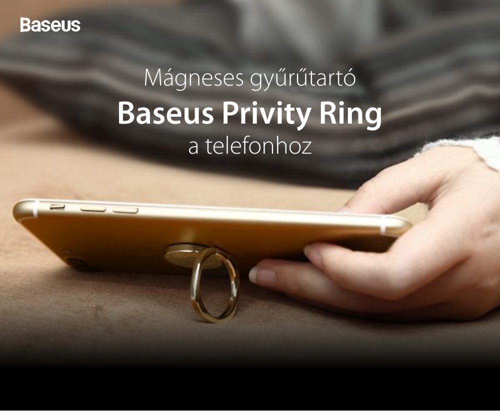 Mágneses gyűrűtartó telefonhoz / táblagéphez, Baseus Privity Ring, 180 fokos elforgatással, Arany