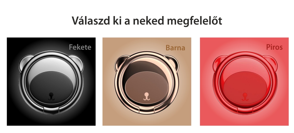 Telefon tartó Baseus Ring Bear, Vastagság 3 mm, Két irányban forgatható, Piros
