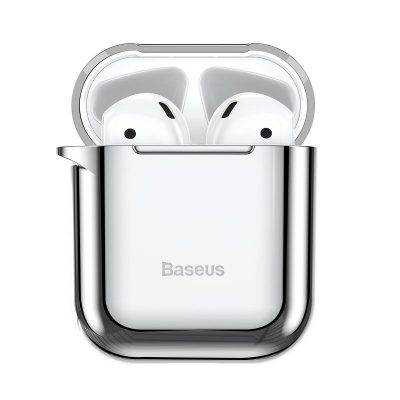 Apple AirPods 1/2 védőtok, Baseus Shining Hook, Ezüst, Fém karabélyt tartalmaz