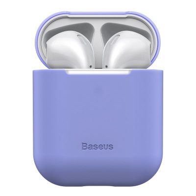 Apple AirPods 1/2 védőtok, Baseus, Szuper vékony, Szilikon, Lila