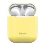 Apple AirPods 1/2 védőtok, Baseus, Szuper vékony, Szilikon, Sárga