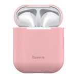 Apple AirPods 1/2 védőtok, Baseus, Szuper vékony, Szilikon, Rózsaszín