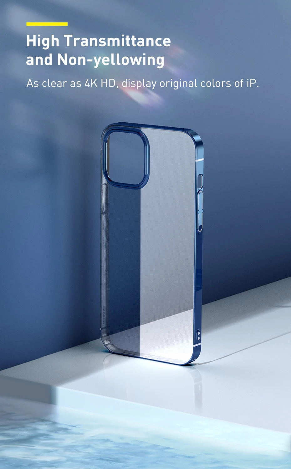 Baseus Védőtok Apple iPhone 12/12 Pro, Csillogó Alap, 6,1″, Kék/ Átlátszó