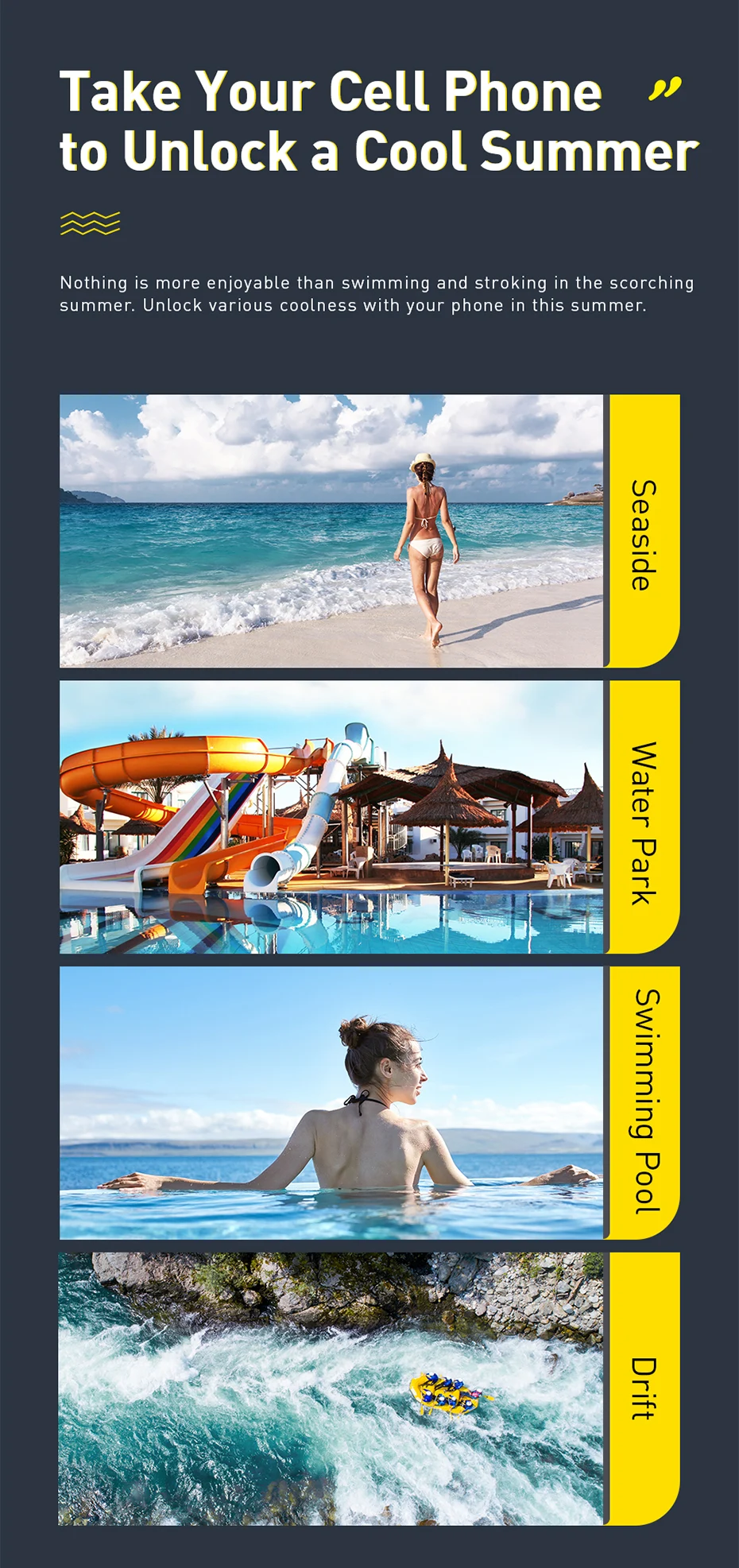 Univerzális Vízálló Tok, Baseus Let’s Go, Vízálló Záródás, 7,2″, Fehér