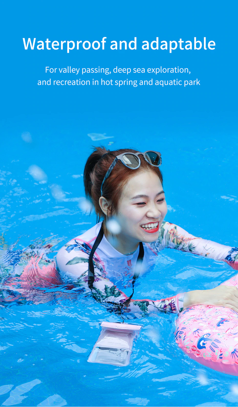 Univerzális Vízálló Tok, Baseus Safe Airbag, 7″, Rózsaszín