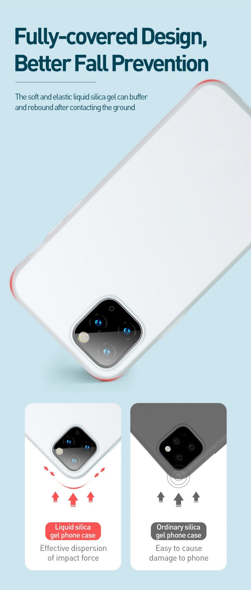 Apple iPhone 11 Pro Védőtok, Baseus Jelly Liquid, 5,8″, Fehér/ Átlátszó