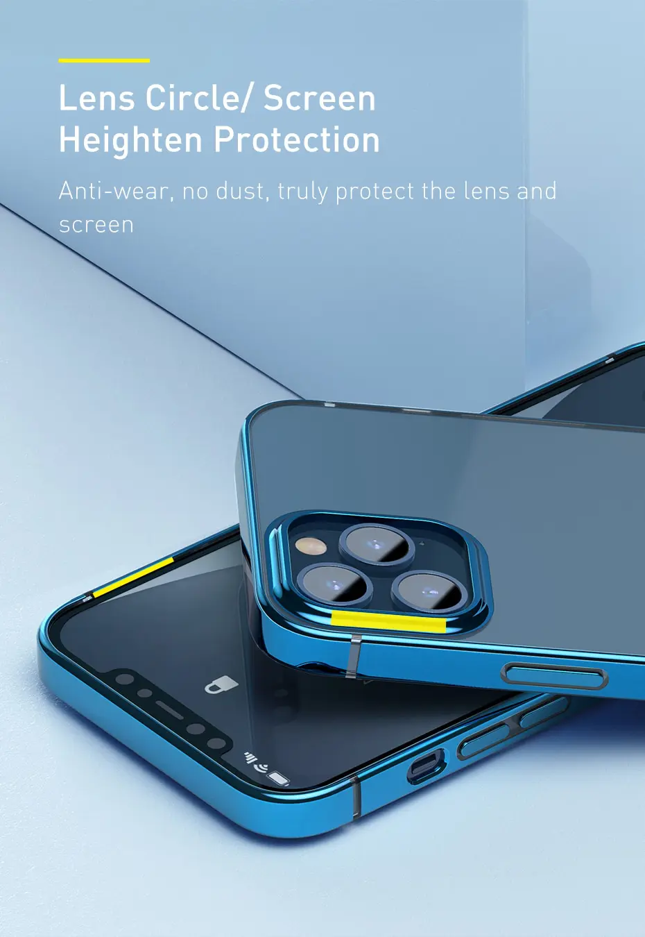 Baseus Védőtok Apple iPhone 12 / 12 Pro, Fényes Tok, 6,1″, Átlátszó / Fekete