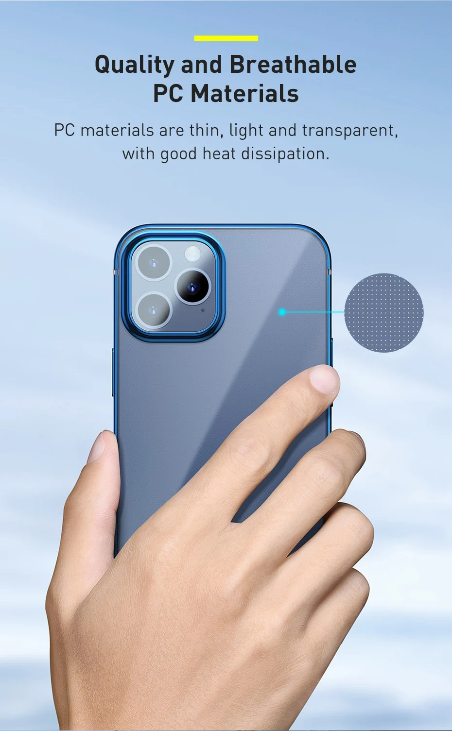 Baseus Védőtok Apple iPhone 12 Pro Max, Csillogó Alap, 6,7″, Átlátszó / Kék