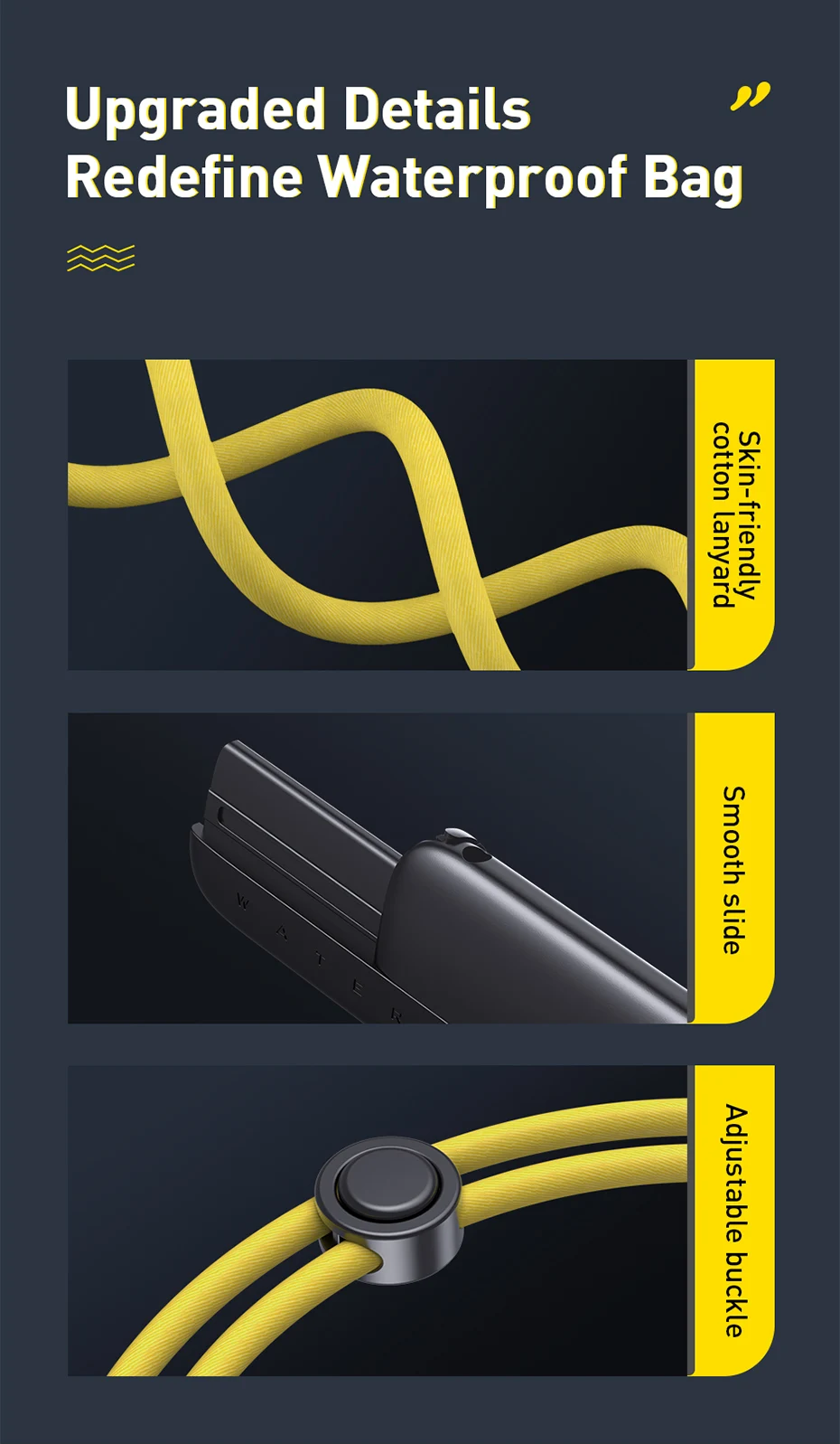 Univerzális Vízálló Tok, Baseus Let’s Go, Vízálló Záródás, 7,2″, Fehér