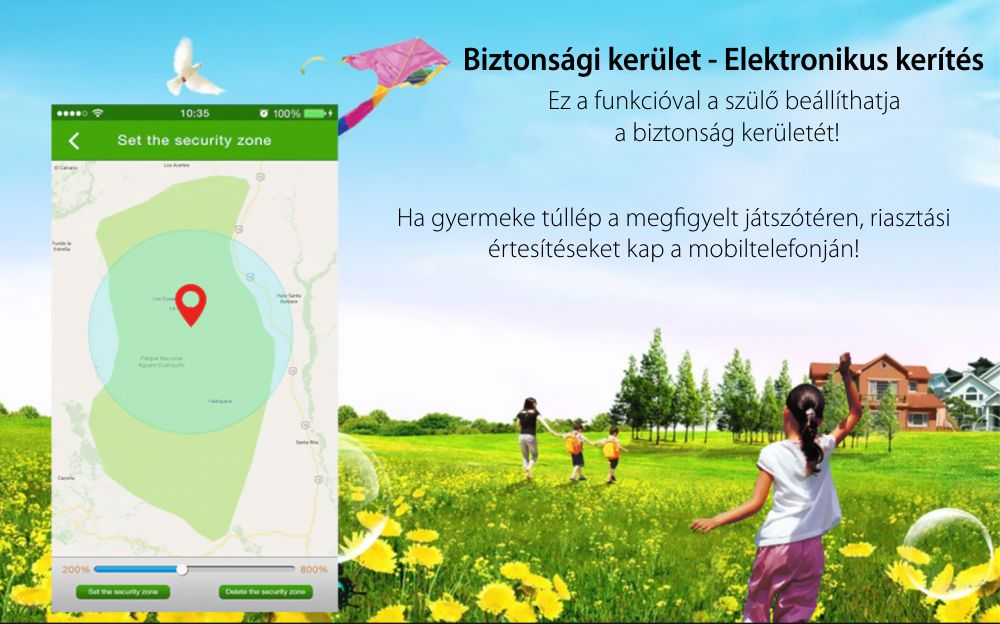 Okosóra gyerekeknek Motto TD 02, GPS helymeghatározás, Kétirányú kommunikáció, Útvonalelőzmények, Lépésszámláló, Riasztás, Rózsaszín