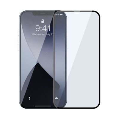2 Db Üvegfólia Csomag iPhone 12 Pro Max, Baseus, Fekete szélekhez, Kék fényszűrő