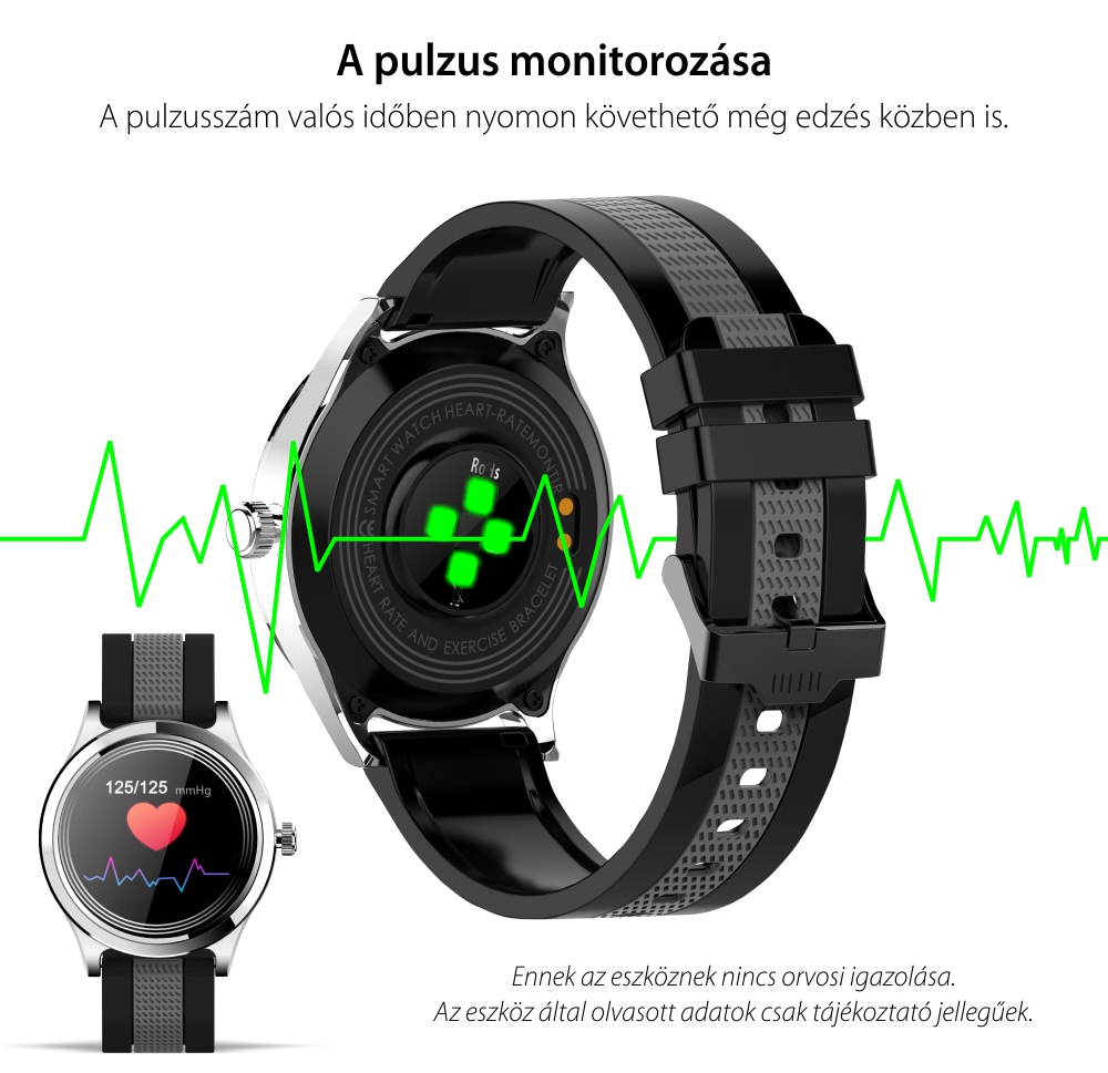 Okosóra Twinkler TKY-E6, Arany tok, Zöld / Piros karkötő, Vérnyomásméréssel, Pulzusszám, Oxigén, Egyedi tárcsa, Alvásfigyelés, Lépésszámláló, Sport módok