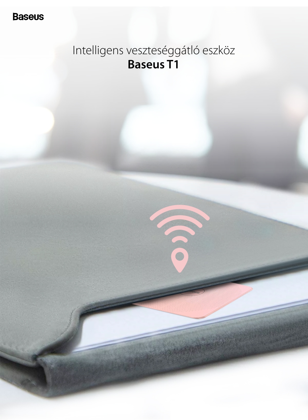 Baseus Intelligent T1 Veszteséggátló, Bluetooth, Alkalmazásfigyelés, Riasztás, Rózsaszín