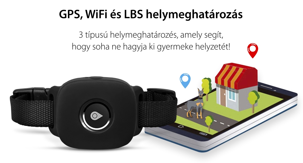 Nyomkövető nyakörv Wonlex PT-03 állatoknak, Nano SIM, 730 mAh akkumulátor, Útvonalelőzmények, Biztonsági kör