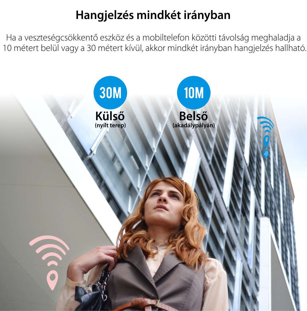 Baseus Intelligent T2 Veszteséggátló Készülék, Bluetooth, Alkalmazásfigyelés, 75 mAh-s akkumulátor, 100 dB-es riasztás, Fehér