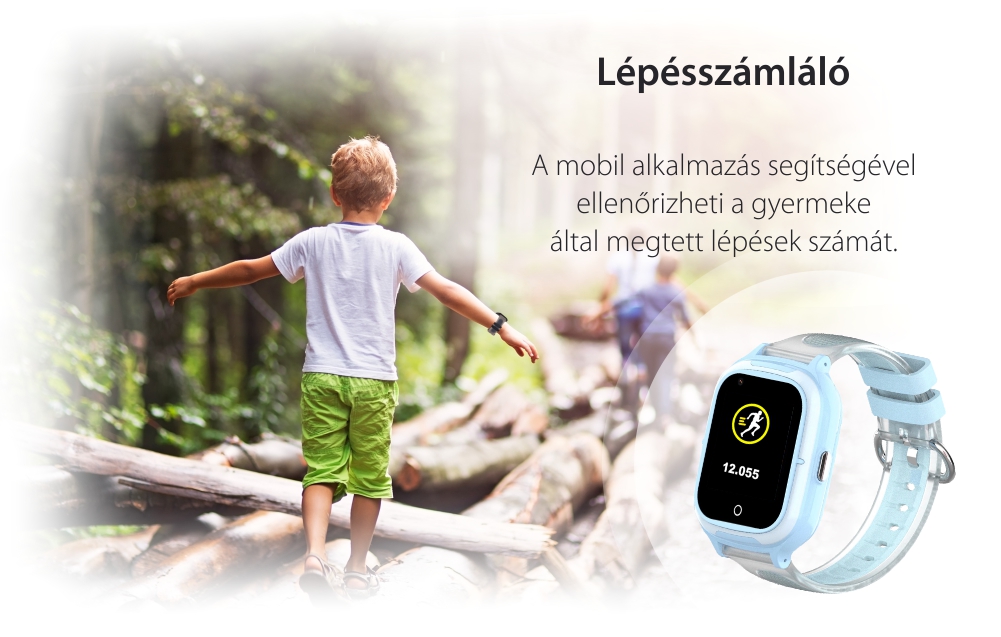 Okosóra gyerekeknek Wonlex KT23, Nano SIM, 4G, Lépésszámláló, GPS helymeghatározás, Mikrofon, Monitorozás és SOS, Hang és szöveges üzenetek, Videohívás, Kék