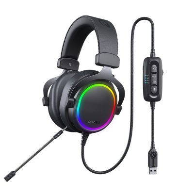Gamer Fejhallgató Dareu EH925 Pro, Mikrofon, ENC funkció, RGB világítás, USB csatlakozás, 2,2 m kábel