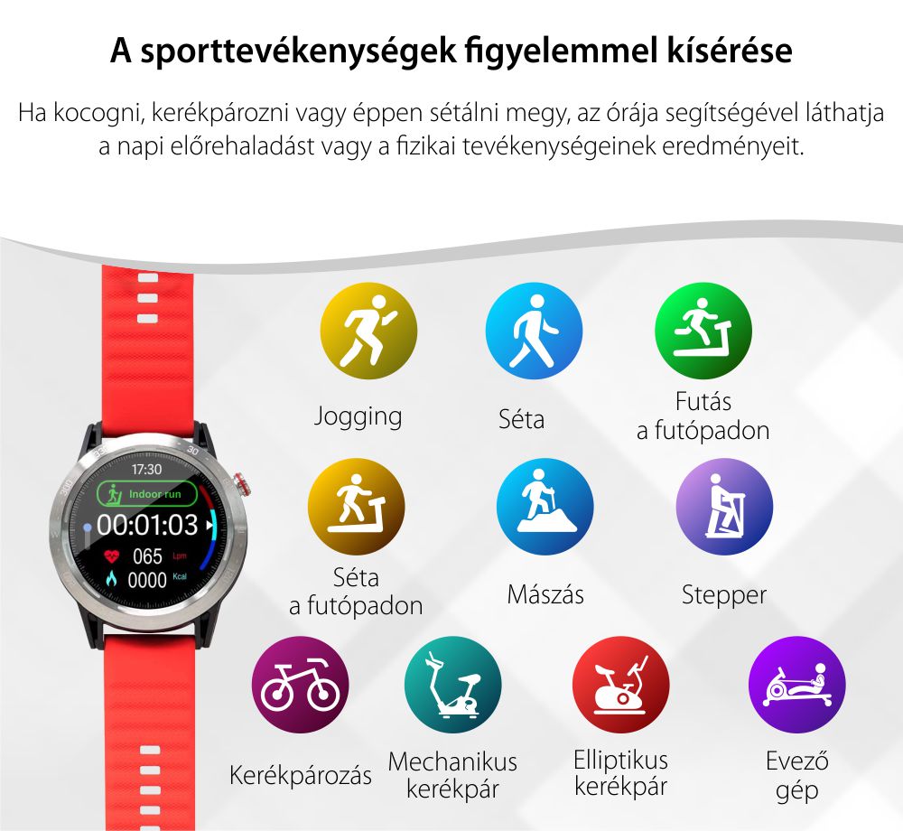 Okosóra Colmi Sky 7 Pro, Egészségmegfigyelési funkciók, Sport módok, Lépésszámláló, Távolság, Kalória, Stopper, Üzenet és hívás értesítések