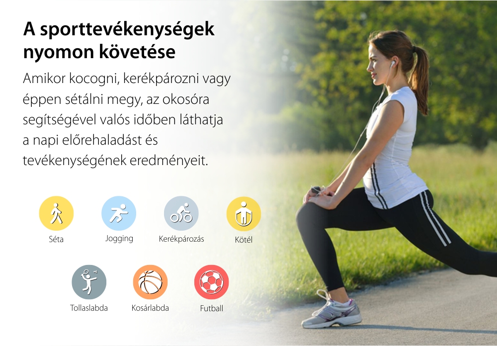 Okosóra P8 SE, Pulzusmérő, Sportmódok, Lépésszámláló, Értesítések, Stopper, Zseblámpa