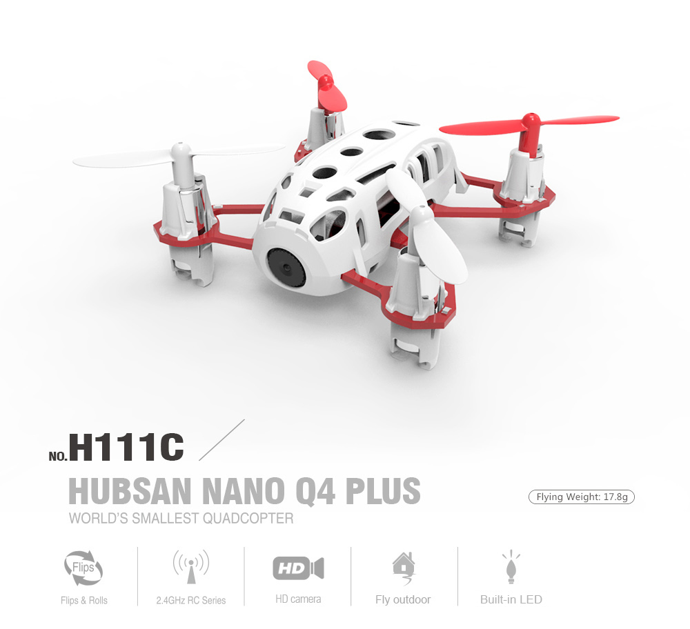 Hubsan H111C Nano Q4 Drón, Autonómia 6 perc, Maximális távolság 50 m, Kamera 480P, USB töltés