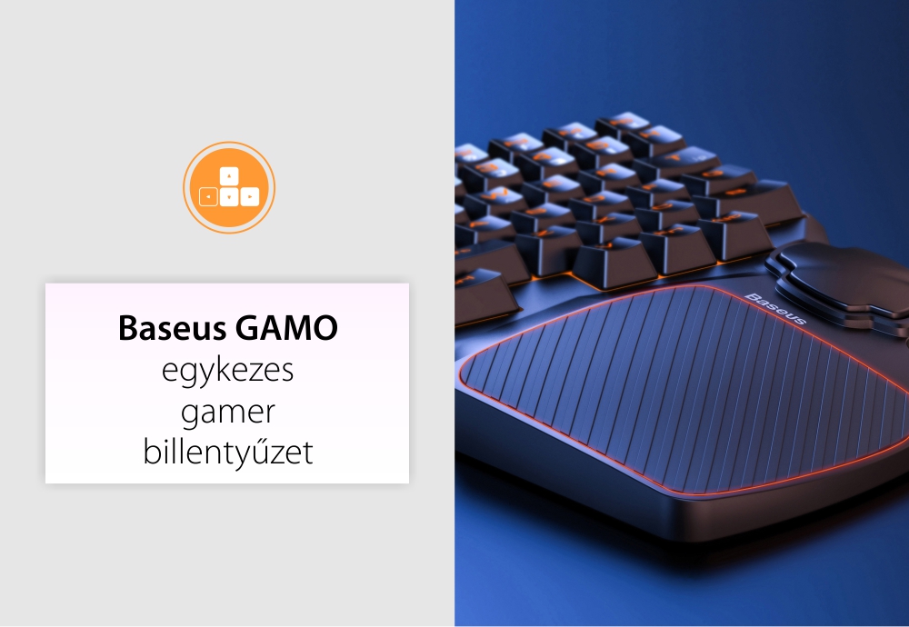 Baseus GAMO Gamer Billentyűzet, USB -csatlakozás, LED -világítás, Ergonomikus