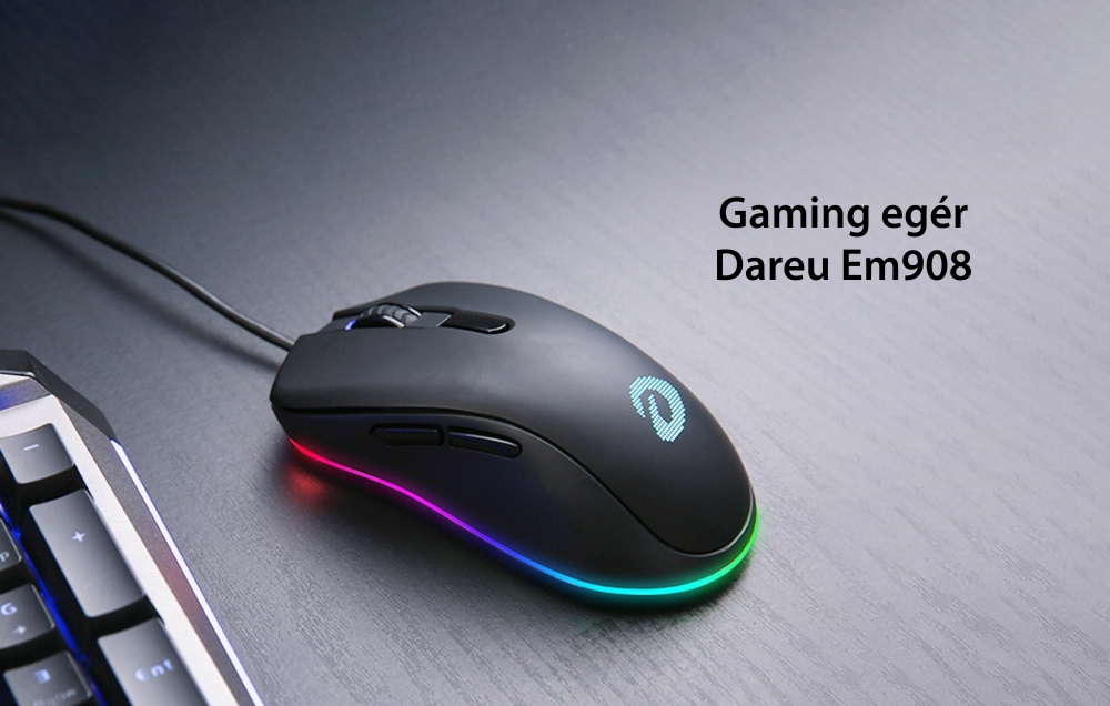 Dareu EM908 Gaming Egér, USB csatlakozás, 6000 DPI, RGB világítás, 6 gomb