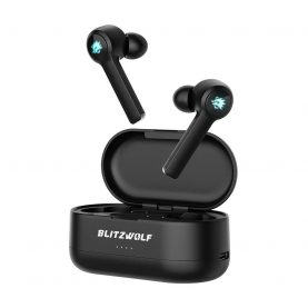 Fülhallgató BlitzWolf BW-FLB2, Wireless, Bluetooth 5.0, Vízálló IPX4, Virtuális surround sztereó hang 7.1, Ergonómikus kialakítás, Fekete