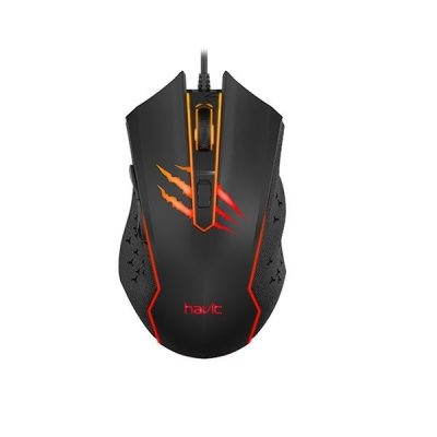 Havit MS1027 Gaming Egér, USB csatlakozás, RGB megvilágítás, 2400 DPI, 6 gomb, 1,6 m kábel