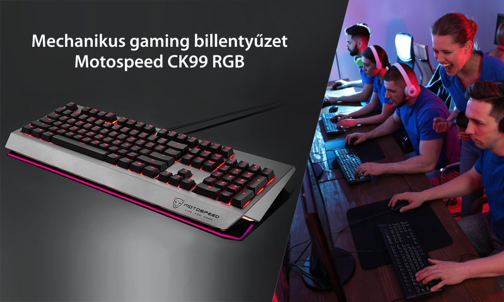Motospeed CK99 Gaming Billentyűzet, Mechanikus, RGB megvilágítás, USB -csatlakozás, 1,6 m kábelhossz, Ergonomikus