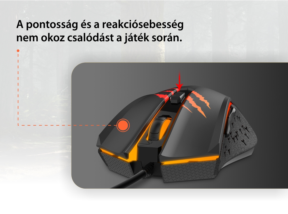 Havit MS1027 Gaming Egér, USB csatlakozás, RGB megvilágítás, 2400 DPI, 6 gomb, 1,6 m kábel