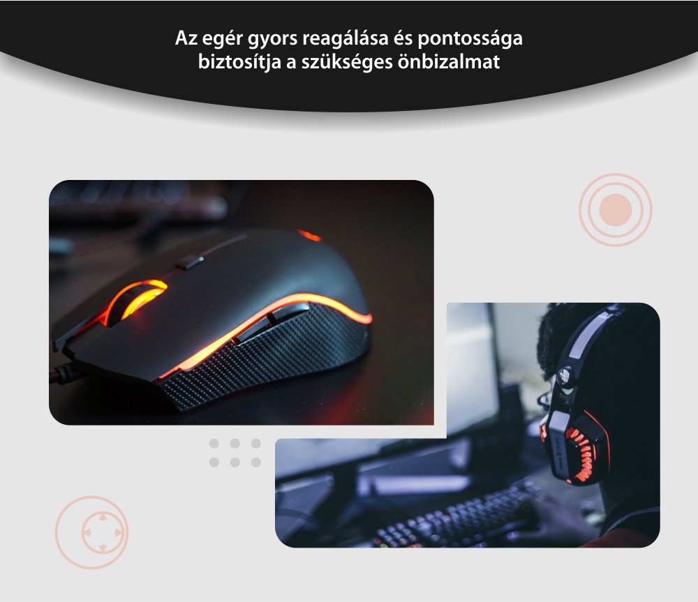 Motospeed V40 Gaming Egér, 4000 DPI érzékenység, USB csatlakozás, LED világítás