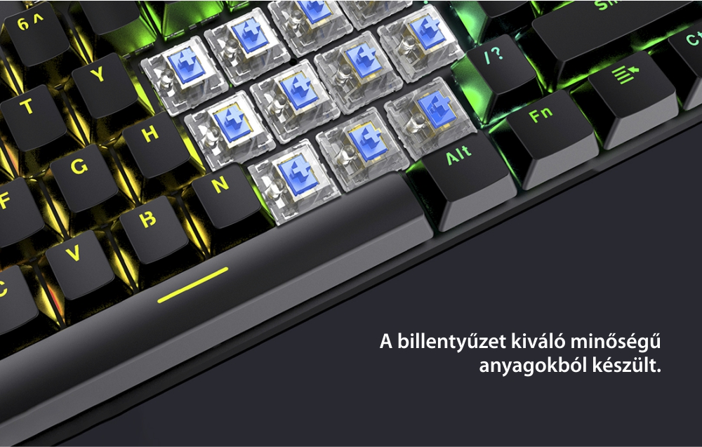 Havit Gamenote KB858L Gaming Billentyűzet, RGB világítás, USB csatlakozás, Kábelhossz 1,65 m